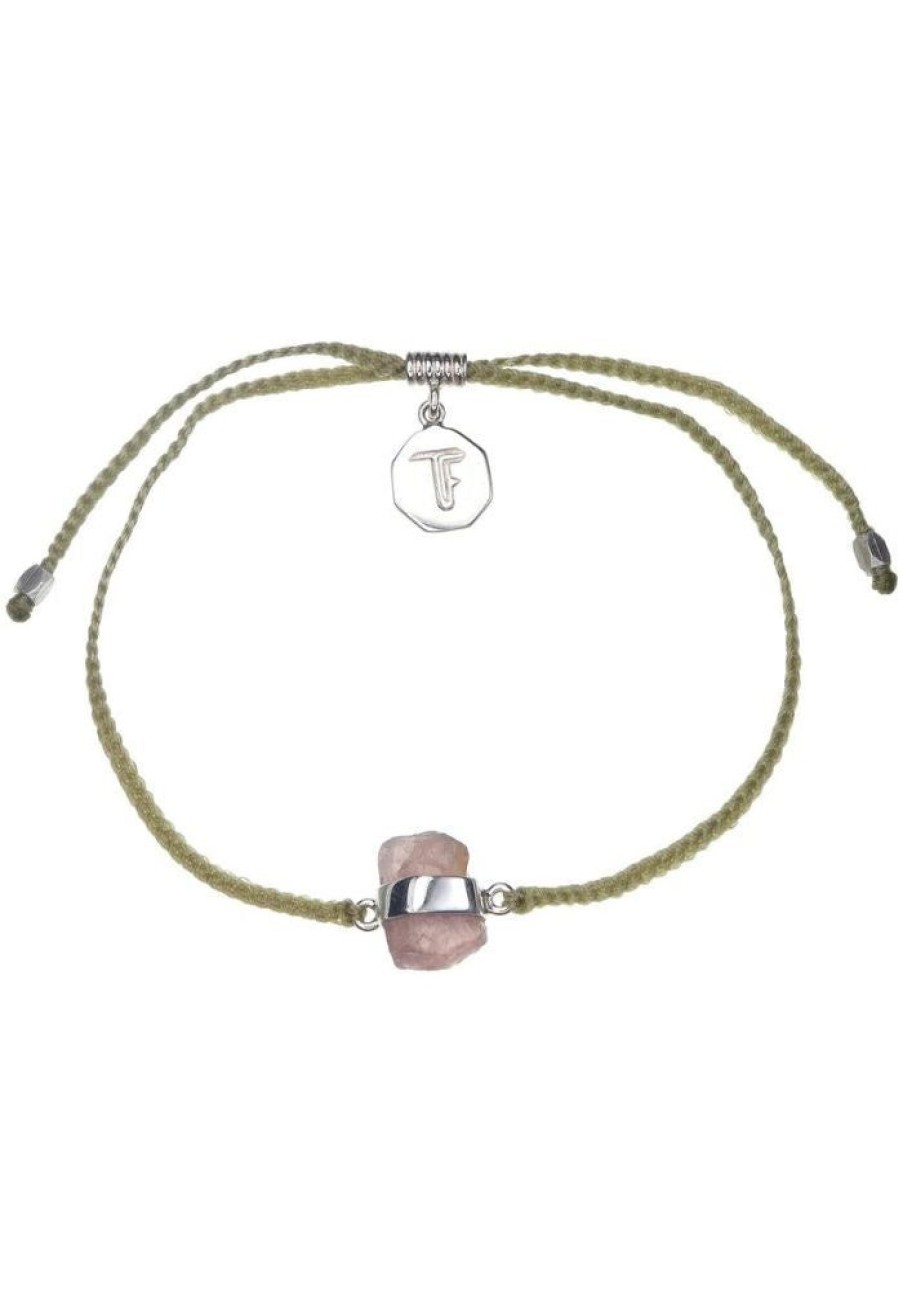 Accessories Tiger Frame Silver Jewels | Tiger Frame Rose Quartz Crystal Silver Bracelet- Sage Green