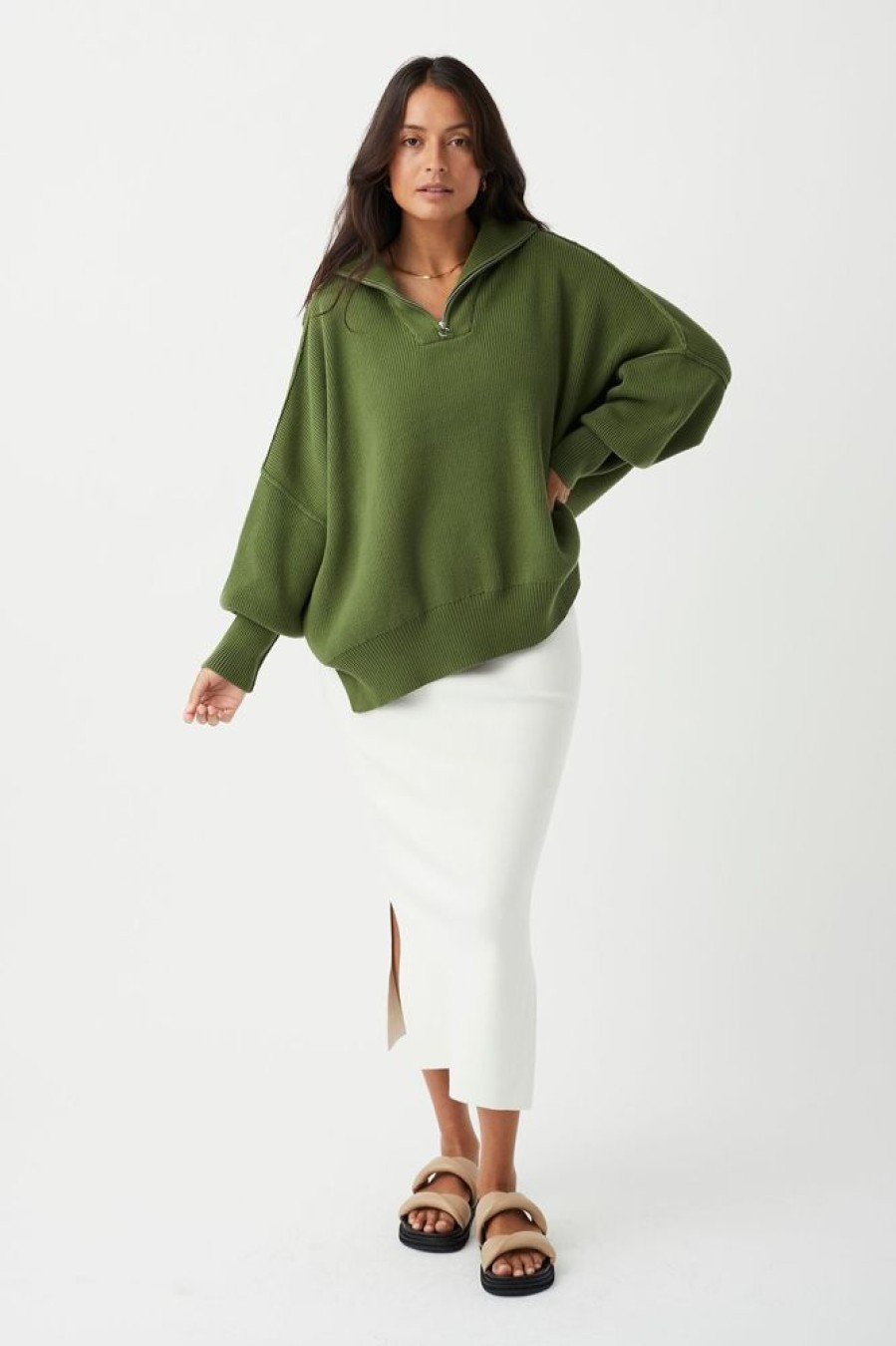 Fashion Arcaa Movement Knits & Sweaters | Londen Zip Sweater- Caper