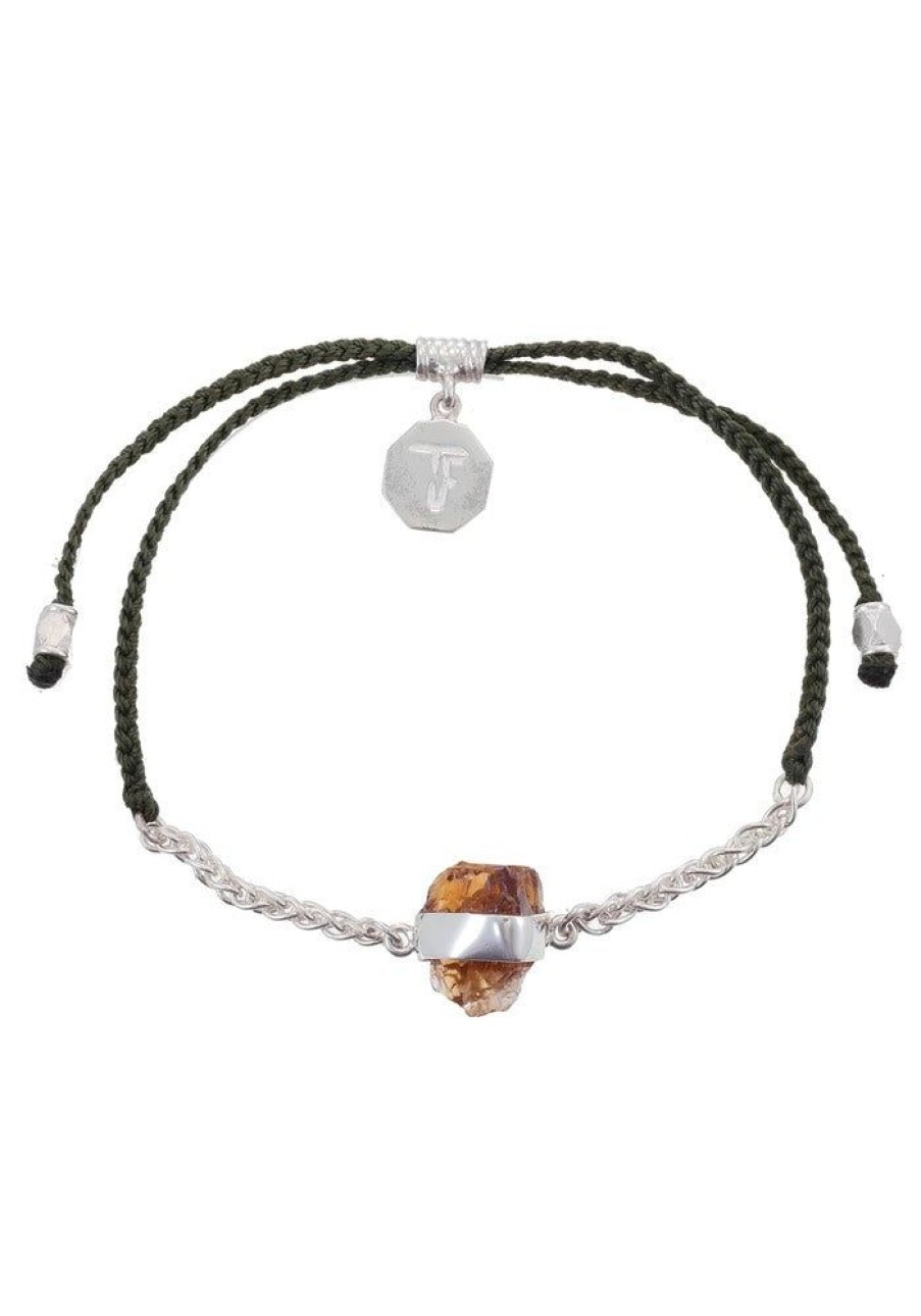 Accessories Tiger Frame Silver Jewels | Tiger Frame Silver Chain & Cord - Olive With Citrine