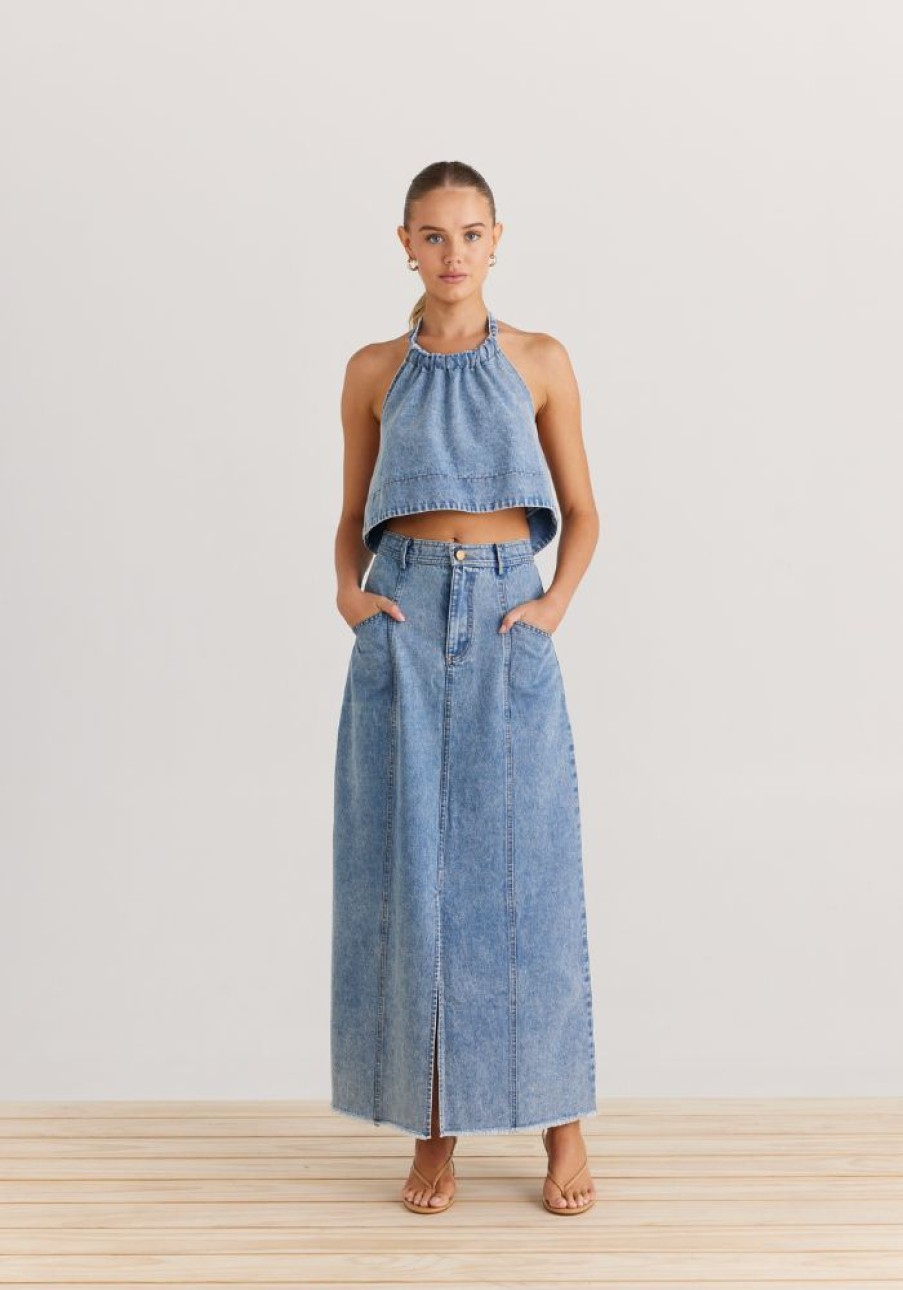 Fashion Daisy Says Skirts | Moment Skirt- Washed Denim