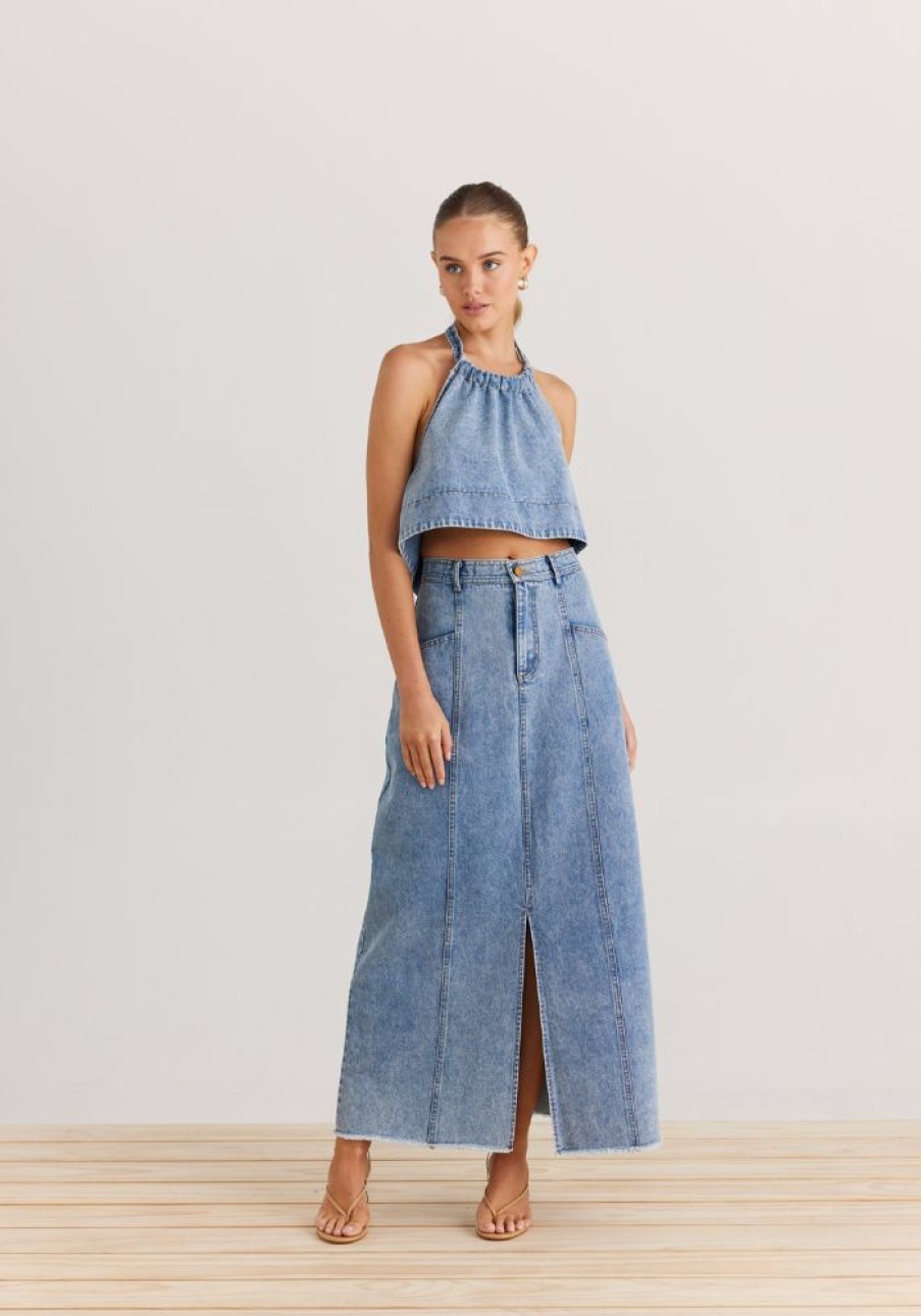 Fashion Daisy Says Skirts | Moment Skirt- Washed Denim