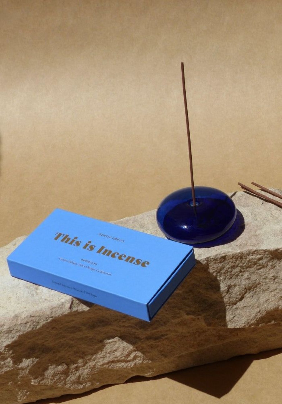 Homewares Gentle Habits | Glass Incense Holder - Cobalt