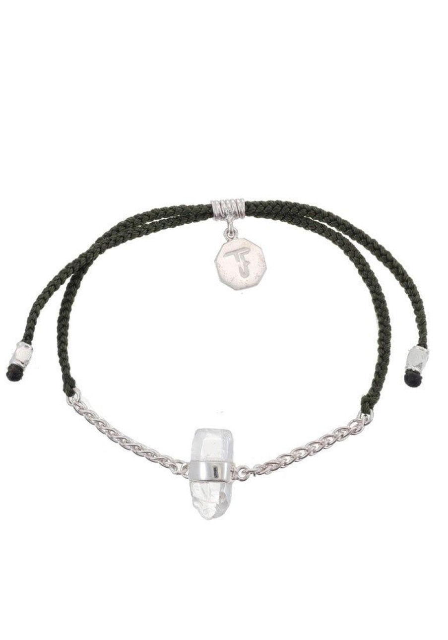 Accessories Tiger Frame Silver Jewels | Tiger Frame Silver Chain & Cord - Olive With Quartz