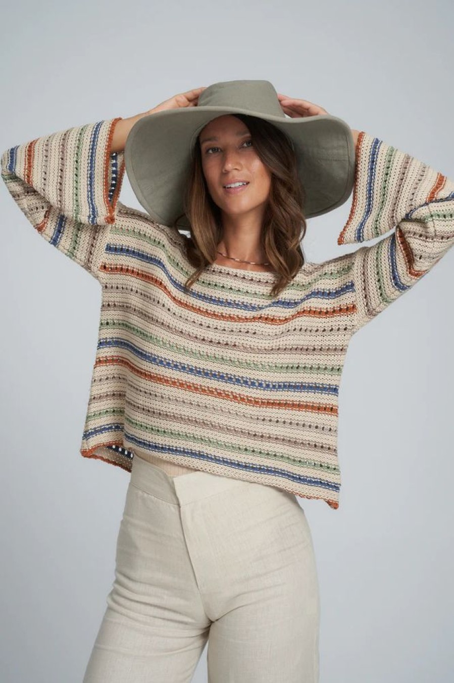 Fashion Lilya Knits & Sweaters | Collectiva Stripe Knit Top- Desert