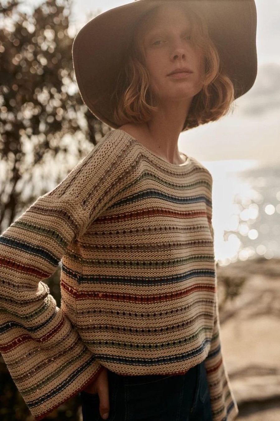 Fashion Lilya Knits & Sweaters | Collectiva Stripe Knit Top- Desert