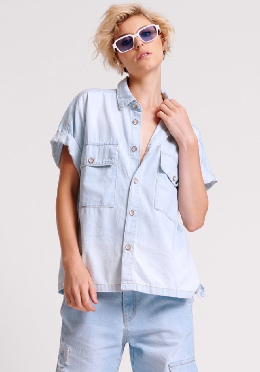 Fashion One Teaspoon Tops | Classic Blue Denim Boxy Shirt