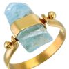 Accessories Tiger Frame Rings | Tiger Frame Gold Aquamarine Swivel Ring