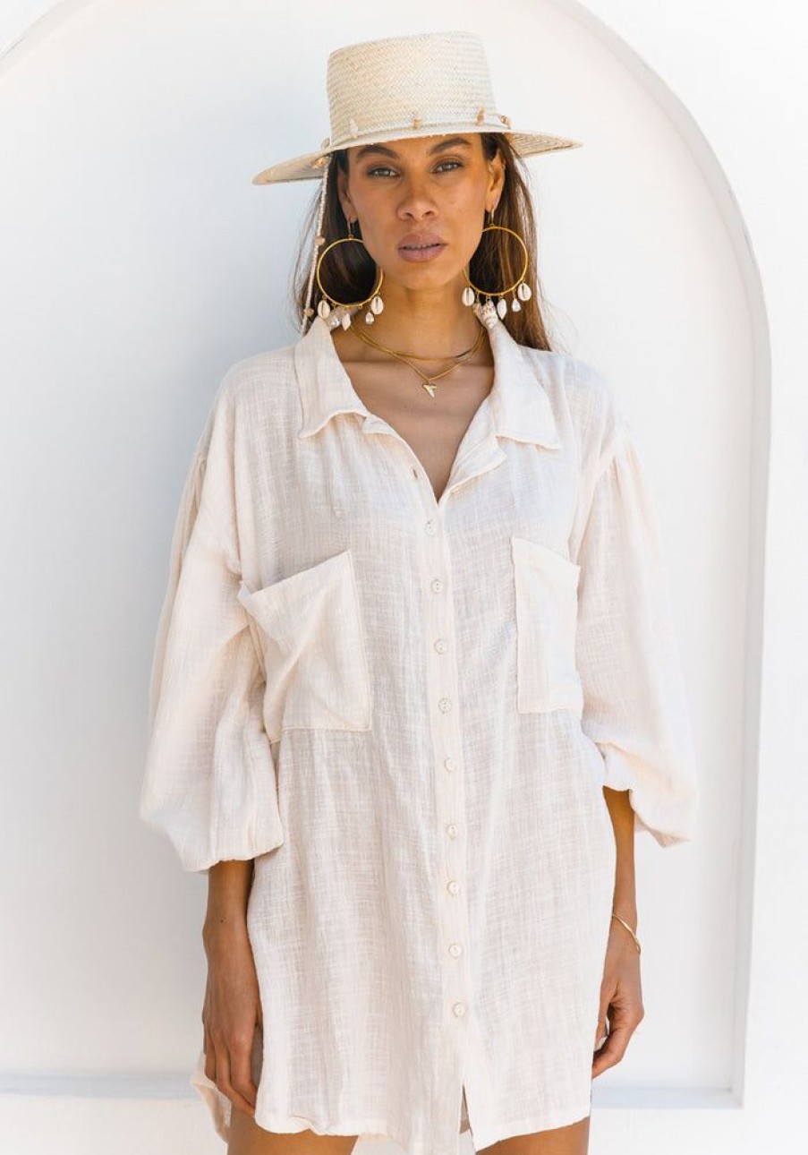 Fashion Cabo Mini Dress | Capri Shirt Dress- Shell