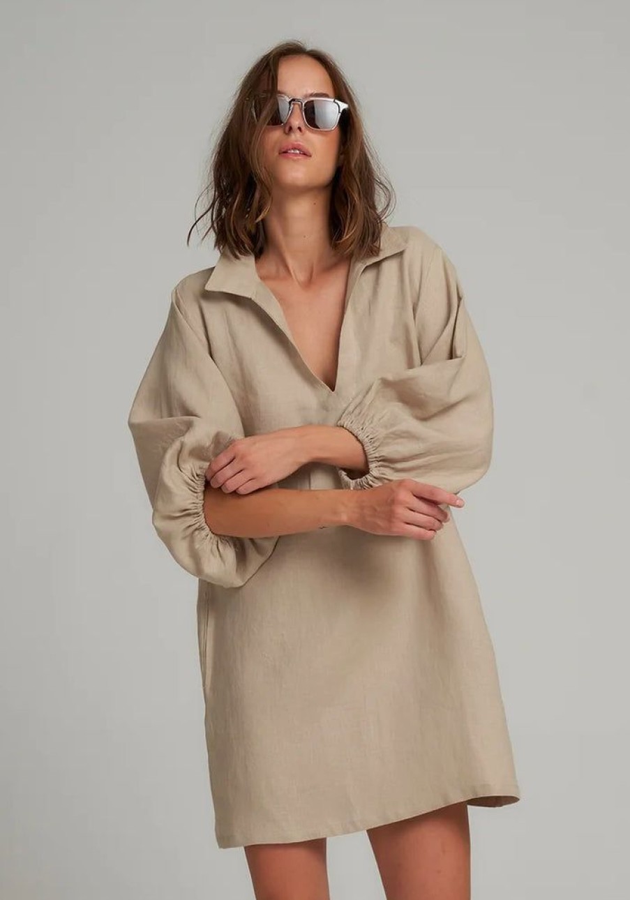 Fashion Lilya Mini Dress | Uma Linen Dress - Sand