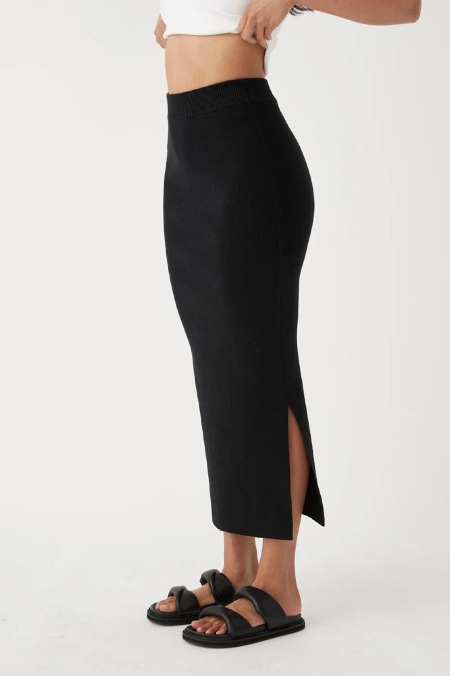 Fashion Arcaa Movement Skirts | Harper Organic Knit Skirt- Black