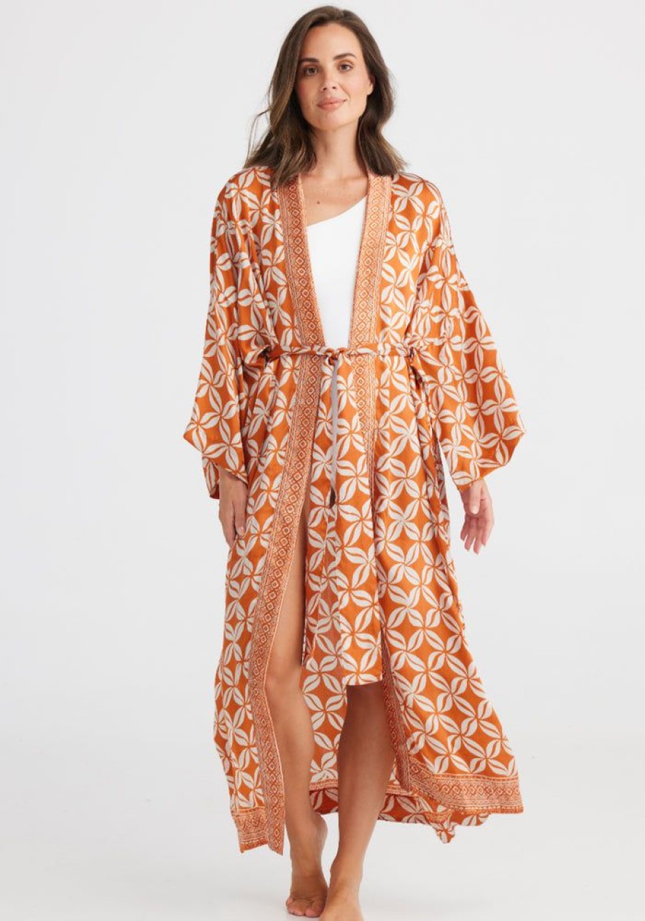 Fashion Holiday Kimonos & Jackets | Long Kimono- Frangipani