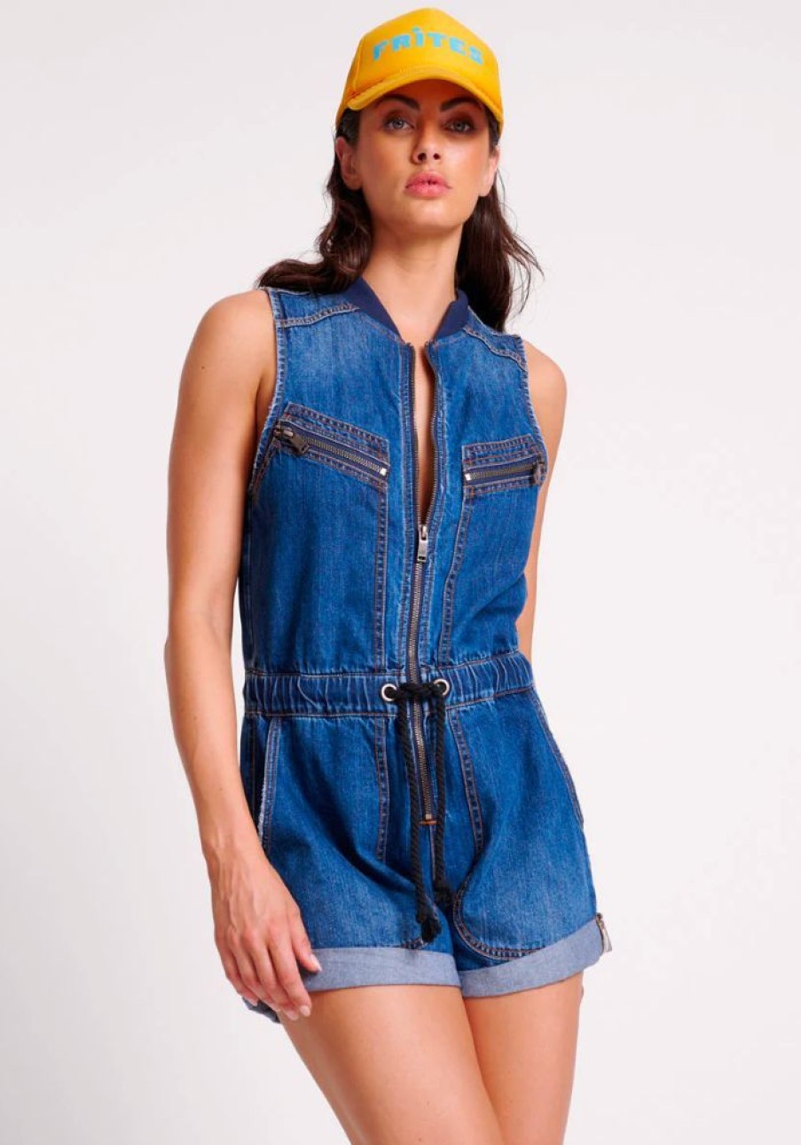 Fashion One Teaspoon Playsuits | Bluemoon Lilly Sporty Denim Jumpsuit