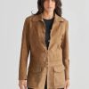 Fashion Talisman Tops | Freedom Suede Jacket- Tan