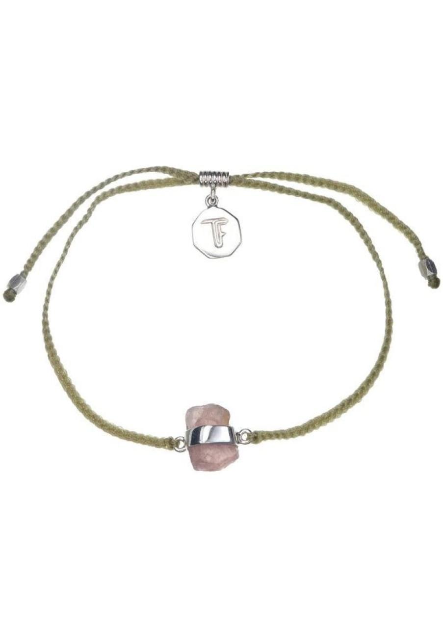 Accessories Tiger Frame Bracelets | Tiger Frame Rose Quartz Crystal Silver Bracelet- Sage Green