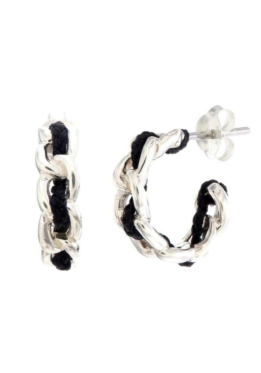 Accessories Tiger Frame Silver Jewels | Tiger Frame Silver Holiday Hoops- Black