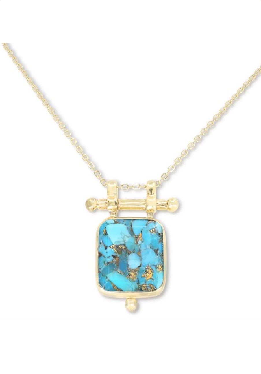 Accessories Tonimay Gold Jewels | Etheria Copper Turquoise Necklace - Gold