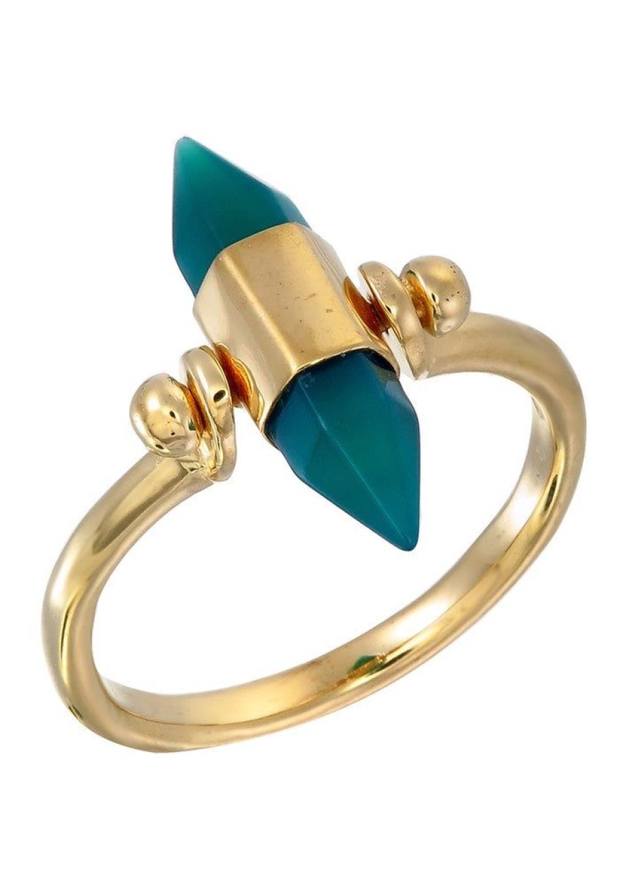 Accessories Tiger Frame Gold Jewels | Tiger Frame Gold Green Onyx Swivel Ring