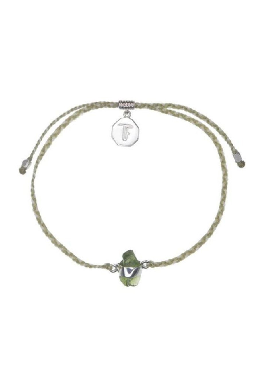 Accessories Tiger Frame Bracelets | Tiger Frame Peridot Crystal Silver Bracelet- Green/Cream