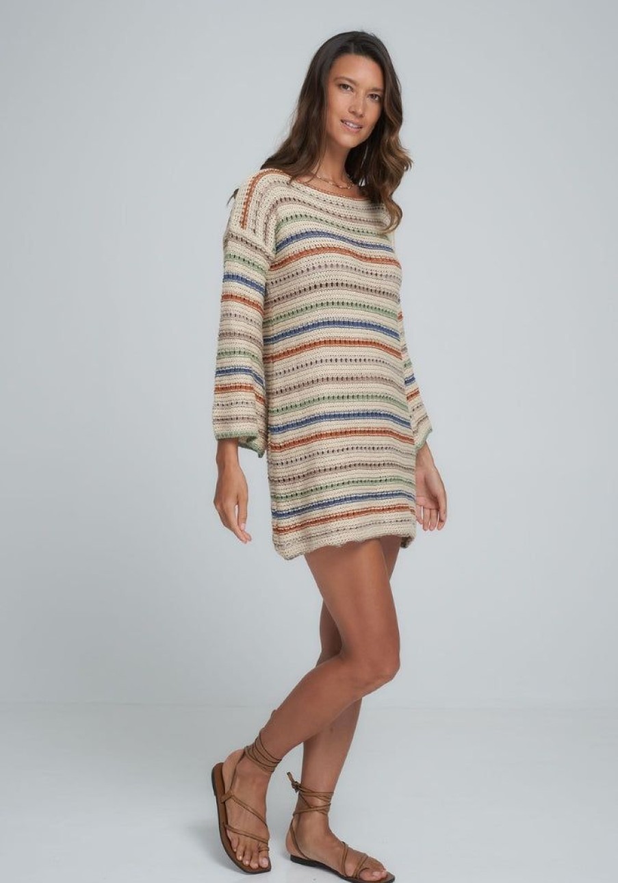 Fashion Lilya Knits & Sweaters | Collectiva Stripe Knit Dress- Desert