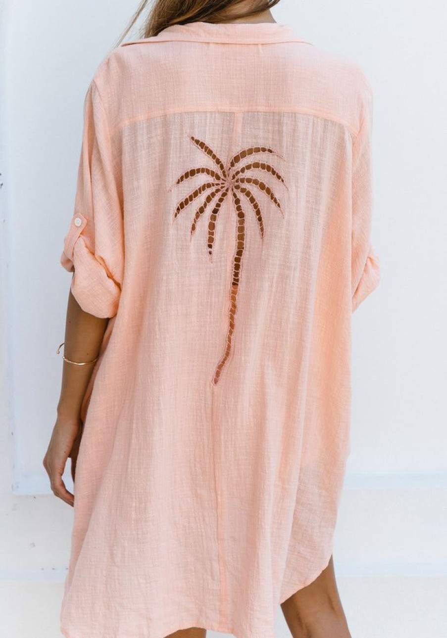 Fashion Cabo Mini Dress | 3 Palm Shirt Dress- Grapefruit Presale