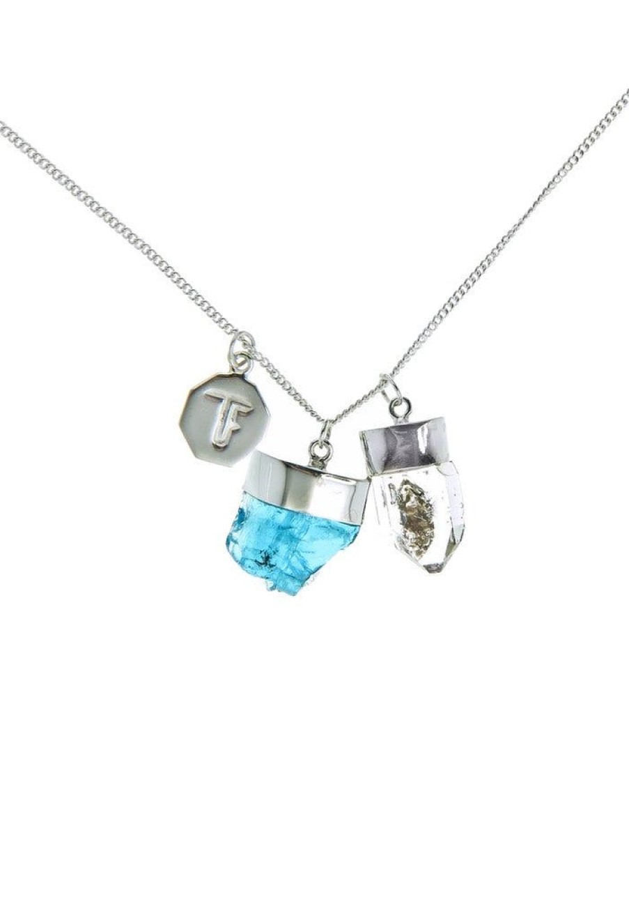 Accessories Tiger Frame Necklaces | Tiger Frame Silver Apatite/Diamond Charm Necklace