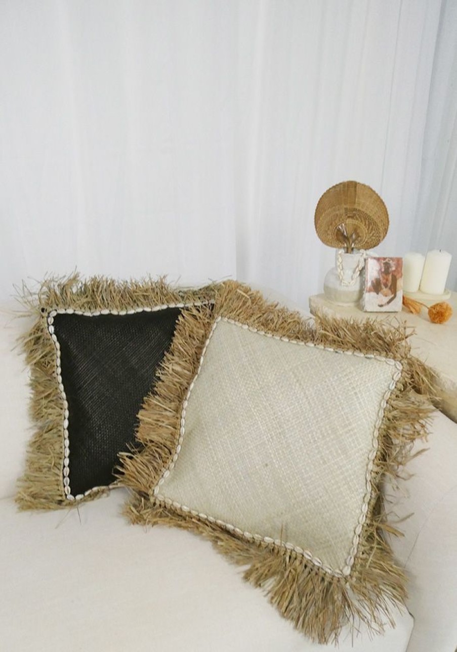 Homewares Cabo Gypsy | Raffia Shell Cushions - 2 Colors