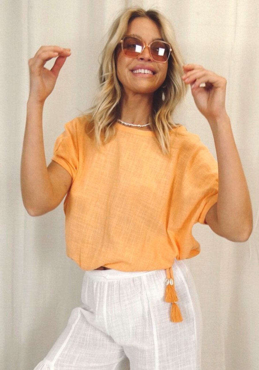 Fashion Cabo Gypsy Tops | Olivia Blouse - Papaya