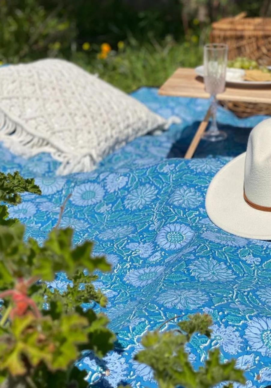 Homewares House of Skye | Wildflower Picnic Rugs - Blue Iris