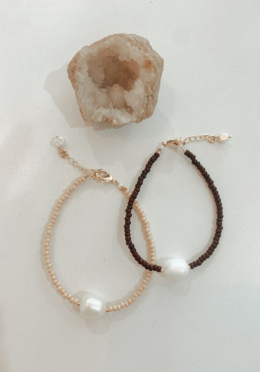 Accessories NP Rocks Jewellery Bracelets | Hanna Beaded Bracelet- Latte