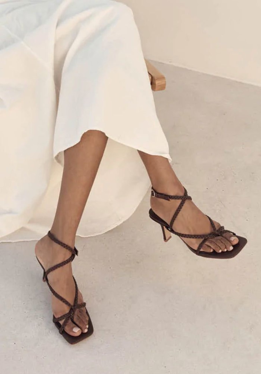 Accessories LA Tribe Heels | Braided Strap Heel- Chocolate