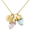 Accessories Tiger Frame Gold Jewels | Tiger Frame Charm Aquamarine & Rose Qtz Necklace