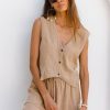 Fashion Cabo Tops | The Vest - Almond