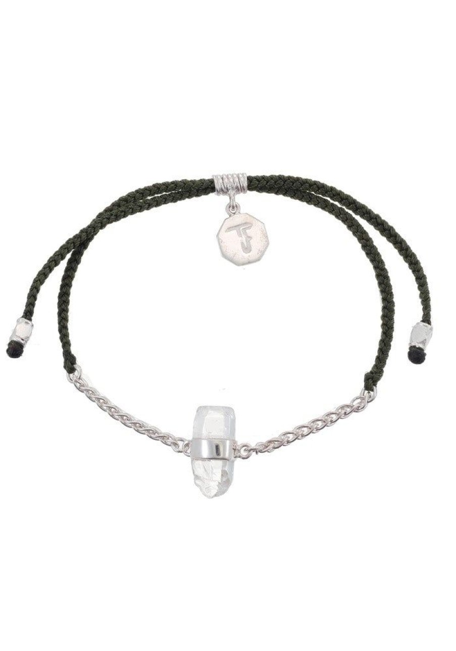 Accessories Tiger Frame Silver Jewels | Tiger Frame Silver Chain & Cord - Black With Diamond Quartz