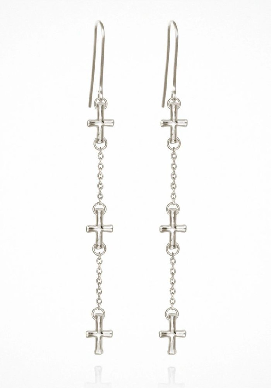 Accessories Temple of the Sun Silver Jewels | Cross Earrings - Silver