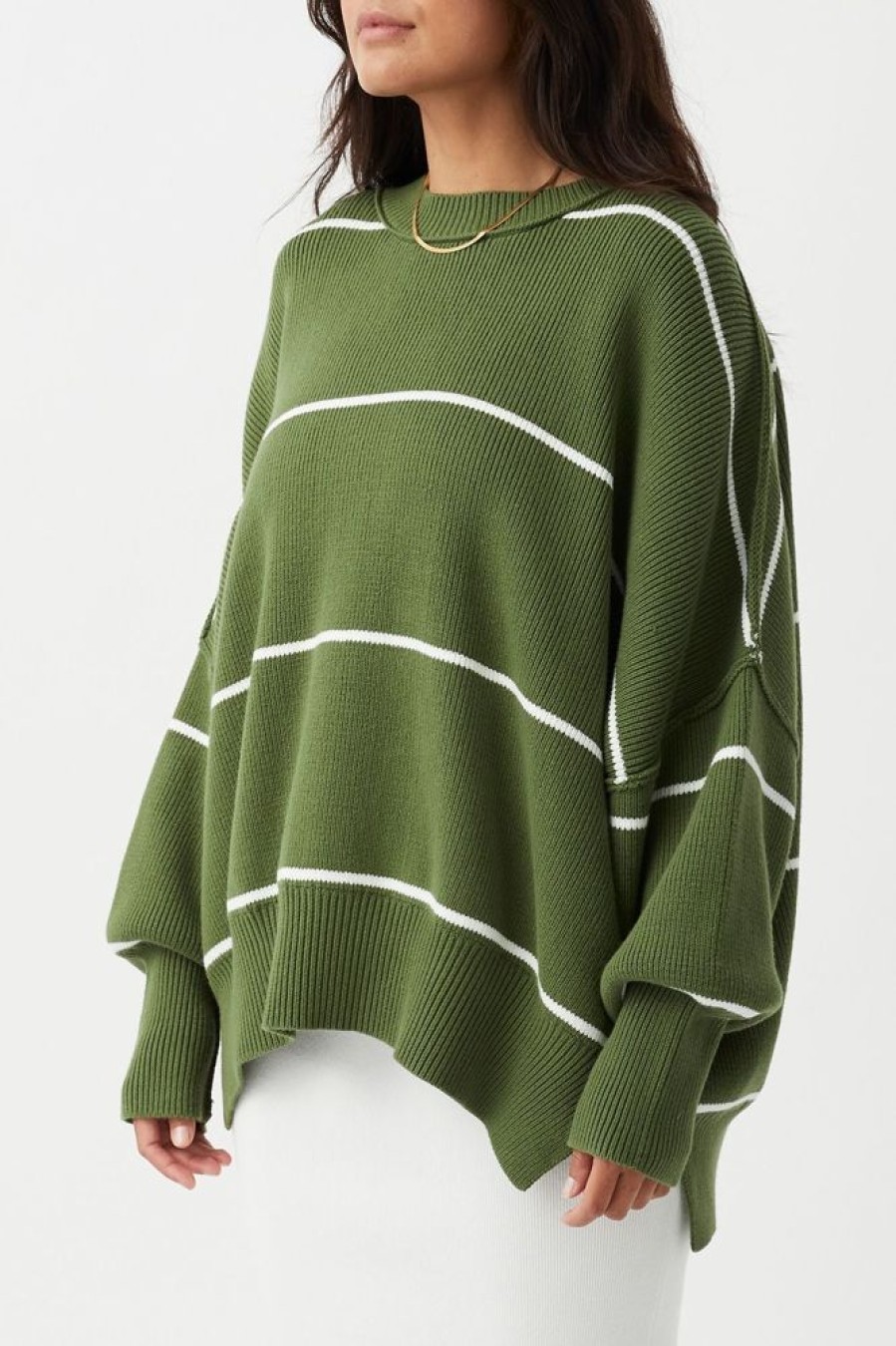 Fashion Arcaa Movement Tops | Harper Stripe Organic Knit Sweater- Caper & Cream