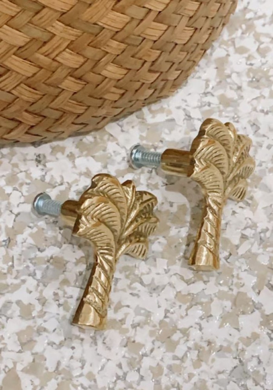 Homewares Cabo Gypsy | Palm Tree Gold Door Knobs