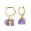 Accessories Tiger Frame Earrings | Tiger Frame Gold Mini Rough Gem - Amethyst