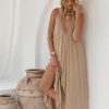 Fashion Cabo Maxi Dress | Temple Backless Maxi Dress - Almond