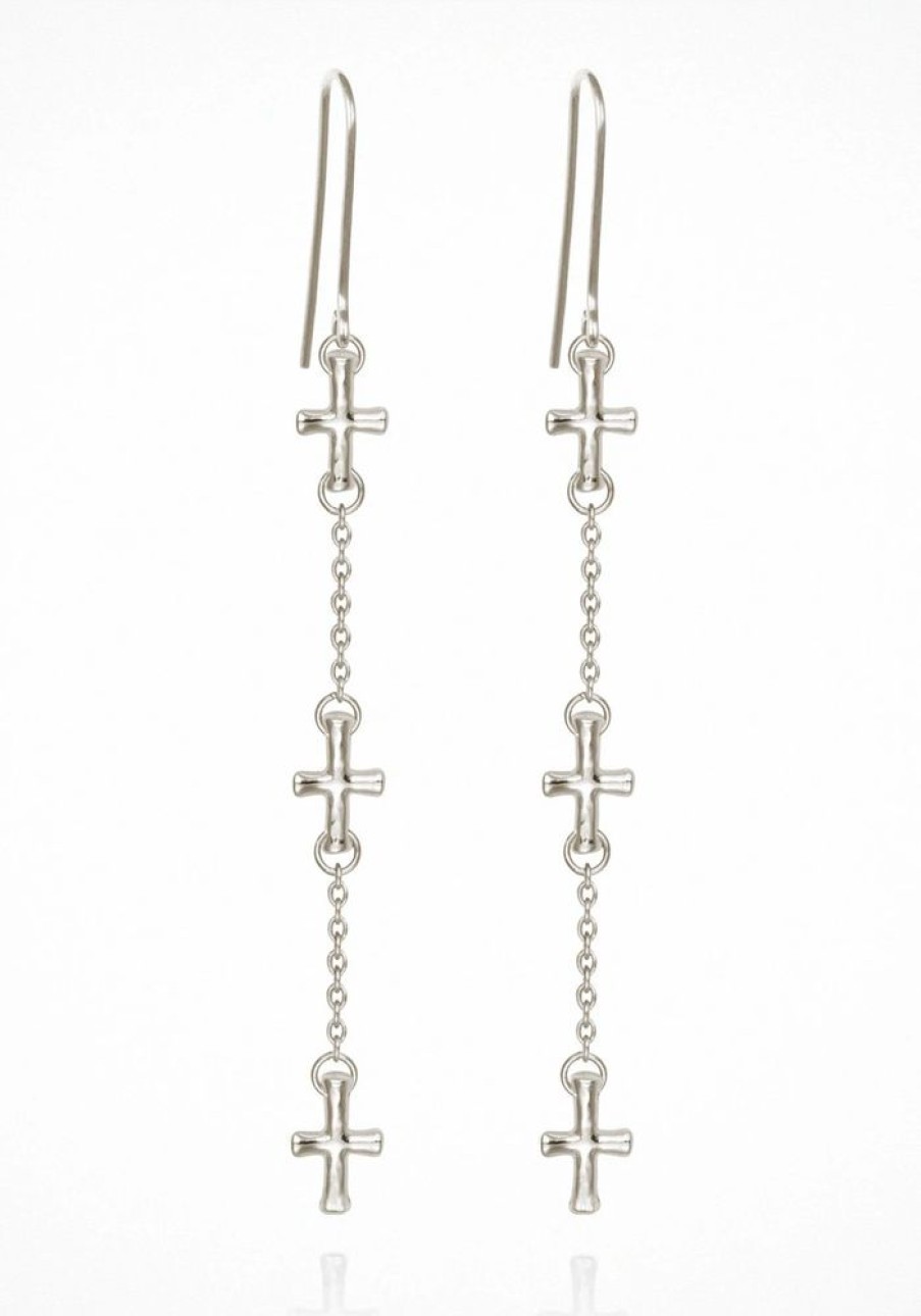 Accessories Temple of the Sun Earrings | Cross Earrings - Silver