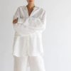 Fashion Moss Living Tops | Oversized Linen Shirt - Sundae White