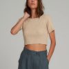 Fashion Lilya Tops | Short Sleeve Knit Top - Sand