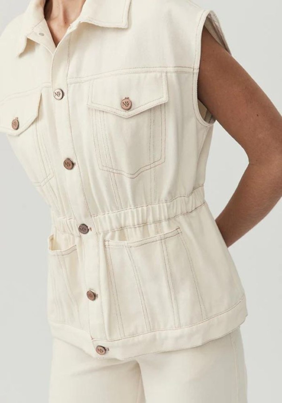 Fashion Ministry of style Tops | Lucia Denim Vest- Ivory