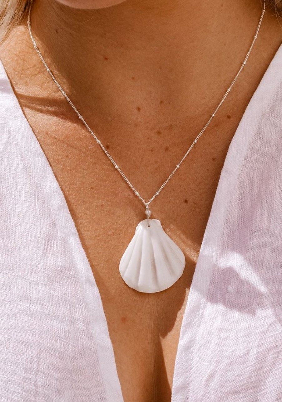 Accessories Lunarsea Necklaces | White Shell Satellite Silver Necklace