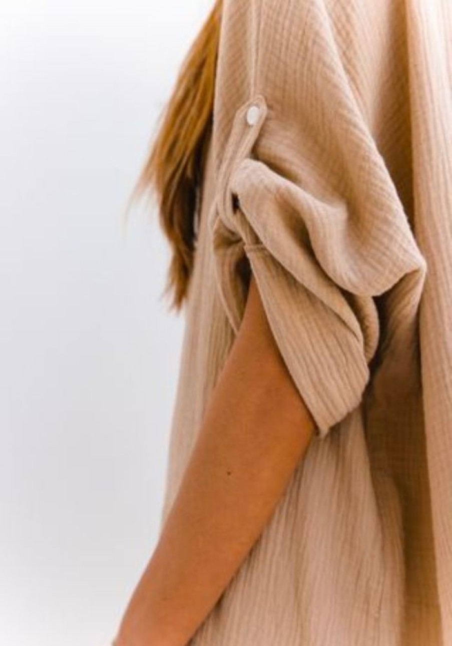 Fashion Cabo Tops | Slouchy Oversized Top - Almond