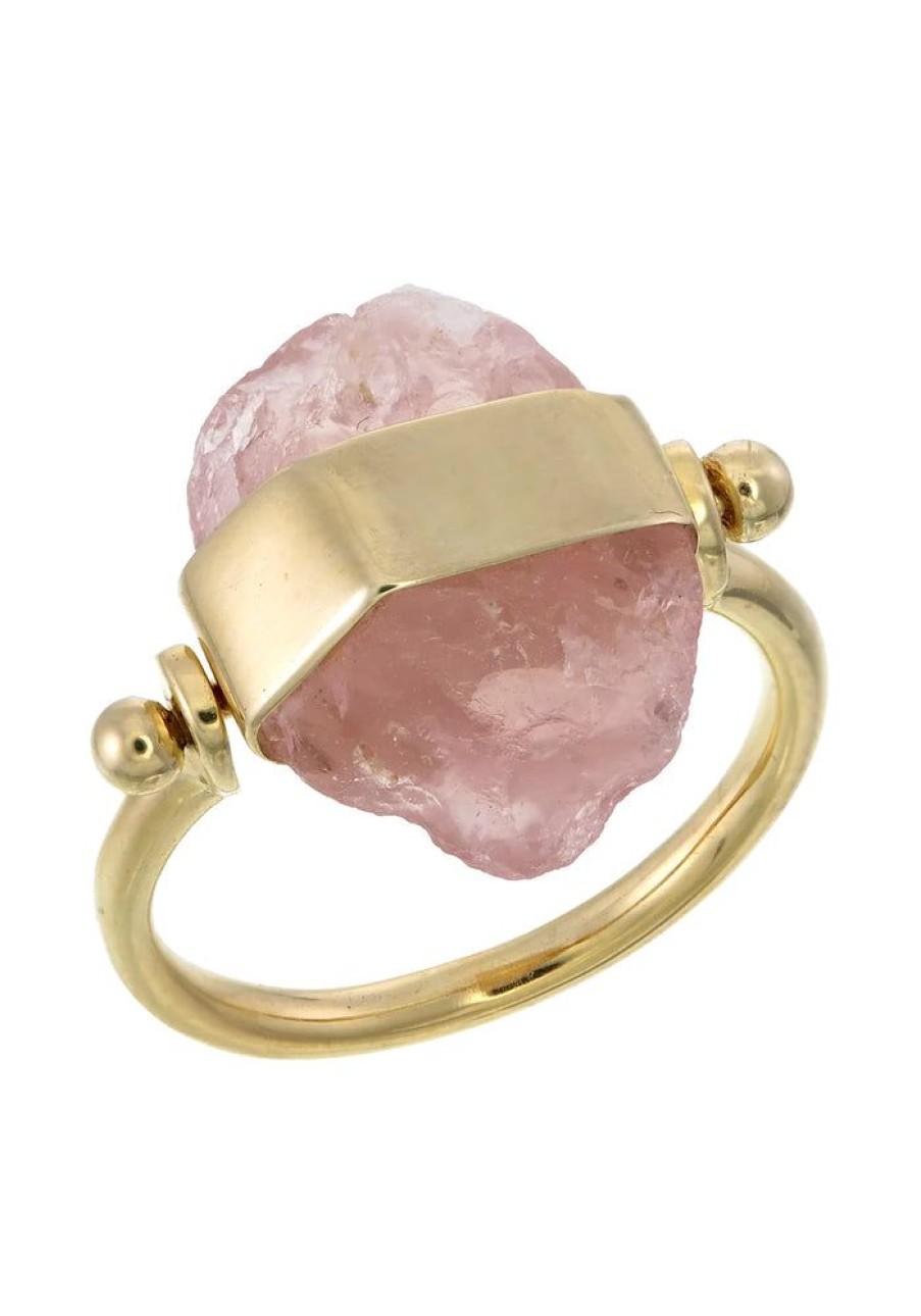 Accessories Tiger Frame Gold Jewels | Tiger Frame Rose Quartz Swivel Ring