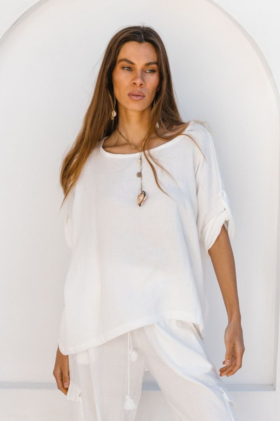 Fashion Cabo Tops | Slouchy Oversized Top - White