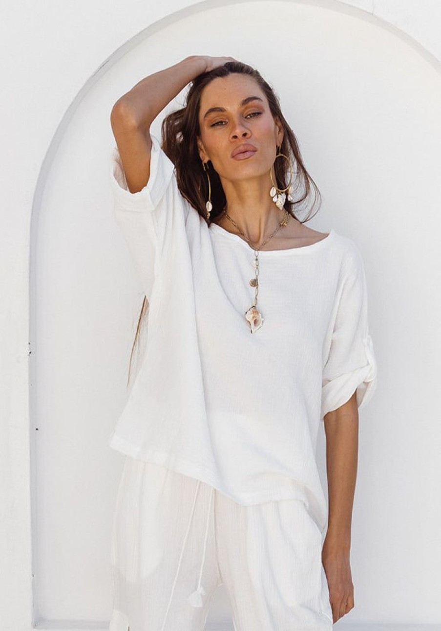 Fashion Cabo Tops | Slouchy Oversized Top - White