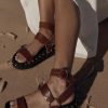 Accessories LA Tribe Sandals & Slides | Studded Sandals- Cognac