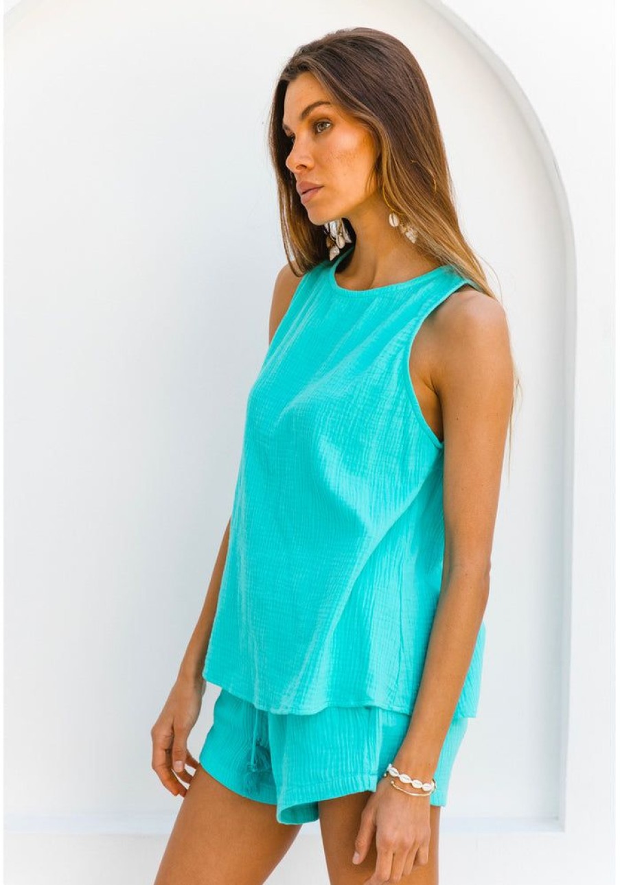 Fashion Cabo Tops | St.Barts Tank - Turquoise