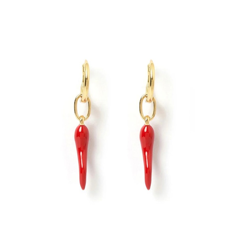 Accessories Arms Of Eve Earrings | Cornicello Red Double Charm Earring